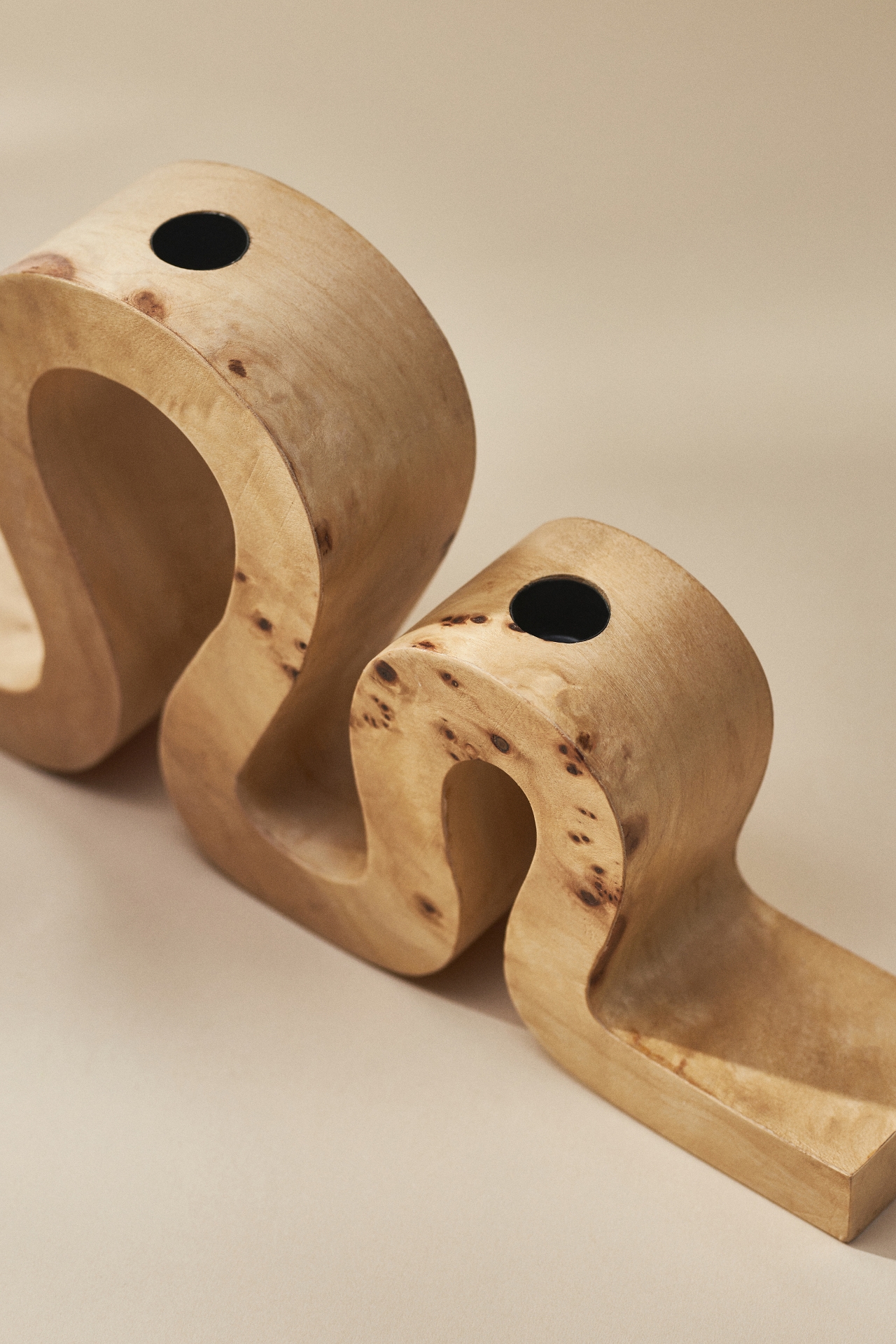 Wooden Squiggly Candle Holder