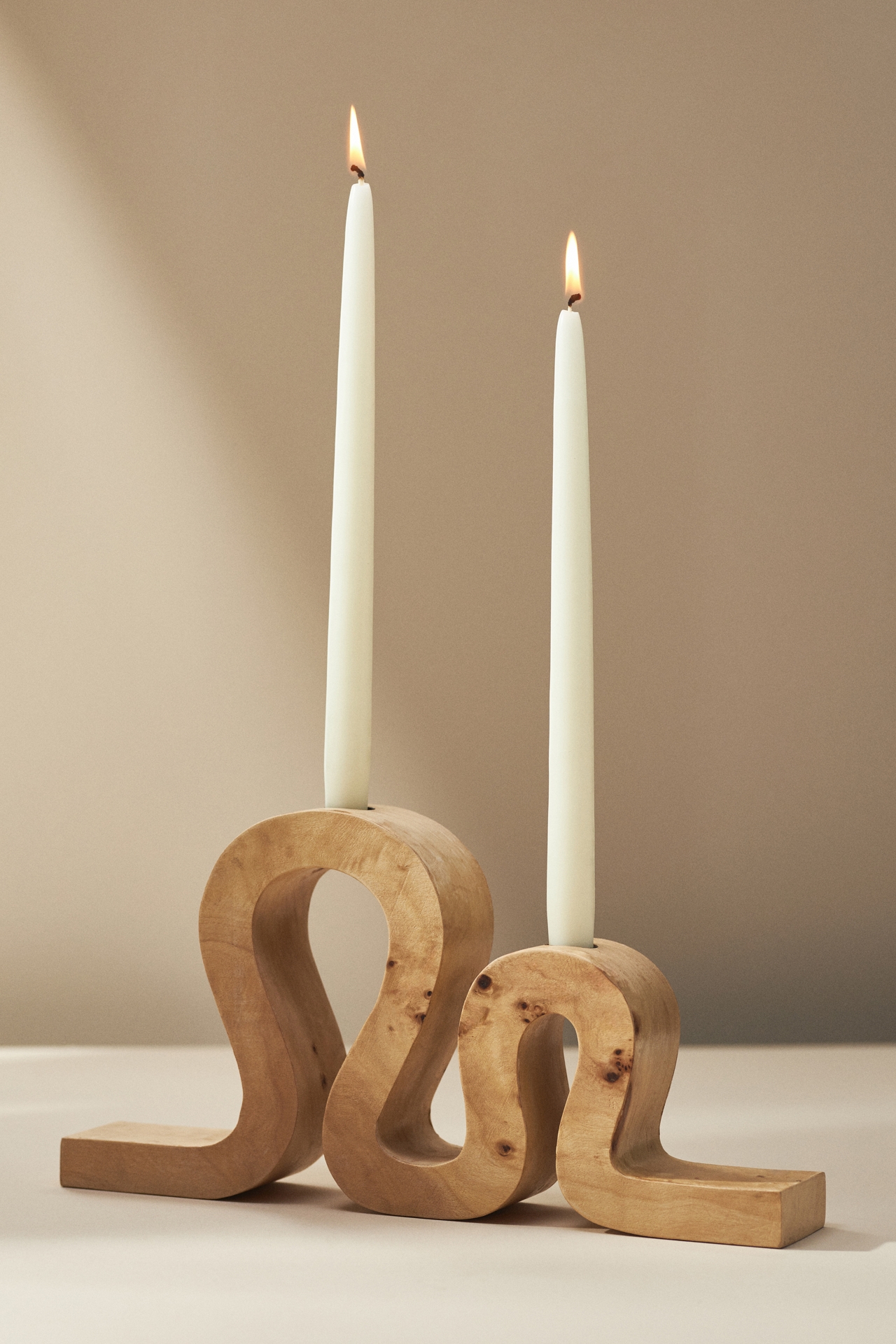 Wooden Squiggly Candle Holder