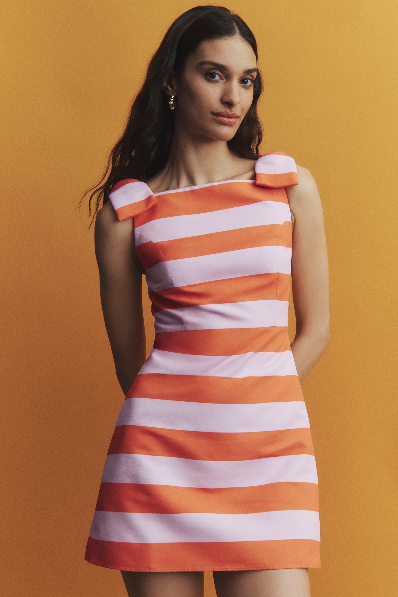 Sachin & Babi Georgia Square-Neck Striped Taffeta Mini Dress