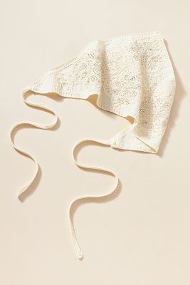 By Anthropologie Woven Beaded Hair Scarf In Neutral