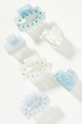By Anthropologie Mini Hair Claw Clips, Set Of 6 In Blue