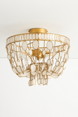 Anthropologie Oval Capiz Flush Mount