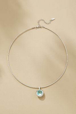 Shop By Anthropologie Thin Corded Crystal Pendant Necklace In Blue