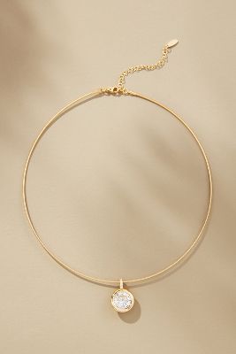Shop By Anthropologie Thin Corded Crystal Pendant Necklace In Gold
