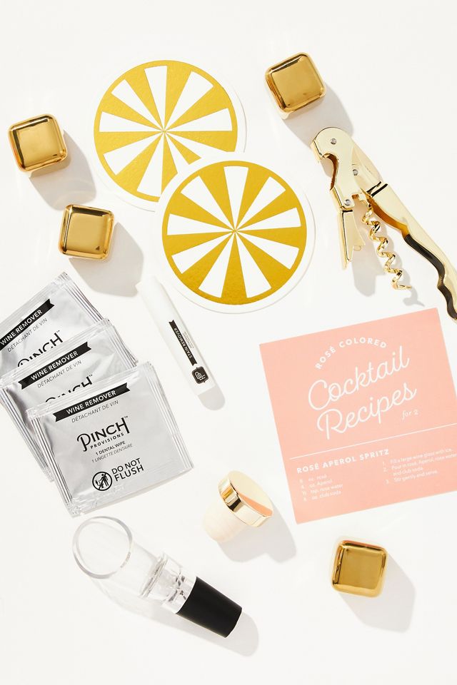 Pinch Provisions Rosé Colored Glasses Wine Night Kit #1