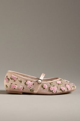 Shop For Love & Lemons Evelyn Embroidered Ballet Flats In Multicolor