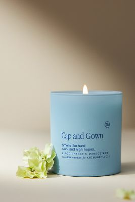Anecdote Cap & Gown Glass Candle In Blue
