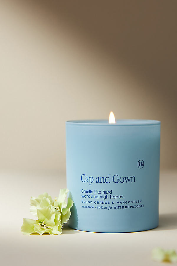 Anecdote Cap & Gown Glass Candle In Blue