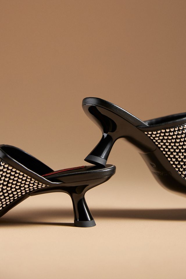 SIMONMILLER Crystal Beep Nailhead Kitten-Heel Mules #3