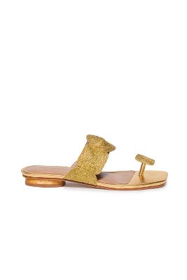 Shop Bernardo Palermo Raffia Sandals In Gold