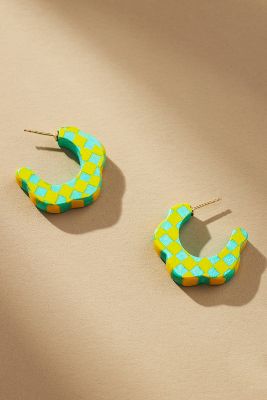 Shop Binky And Lulu Flower Mini Hoop Earrings In Green