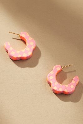 Shop Binky And Lulu Flower Mini Hoop Earrings In Pink