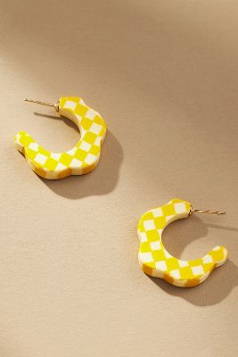 Shop Binky And Lulu Flower Mini Hoop Earrings In Yellow