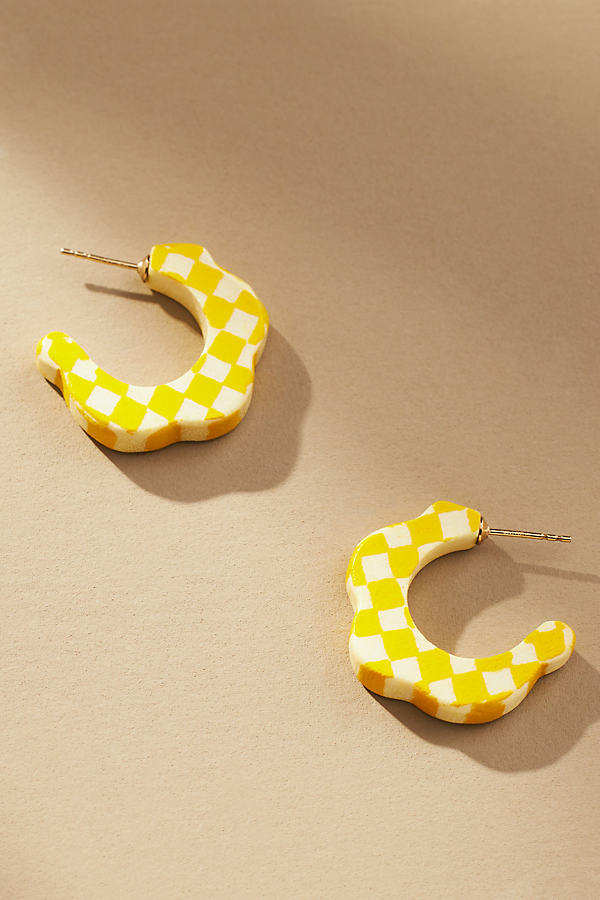 Binky And Lulu Flower Mini Hoop Earrings In Yellow