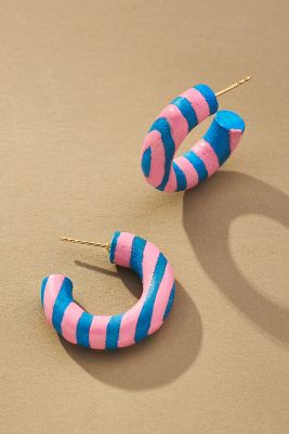 Shop Binky And Lulu Mini Printed Hoop Earrings In Pink