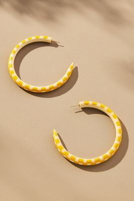 Shop Binky And Lulu Madeline Printed Large Hoop Earrings In Yellow
