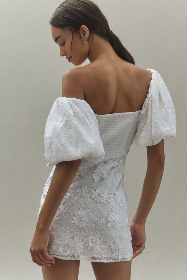 BHLDN 3D Floral Removable Puff-Sleeve Mini Dress #1