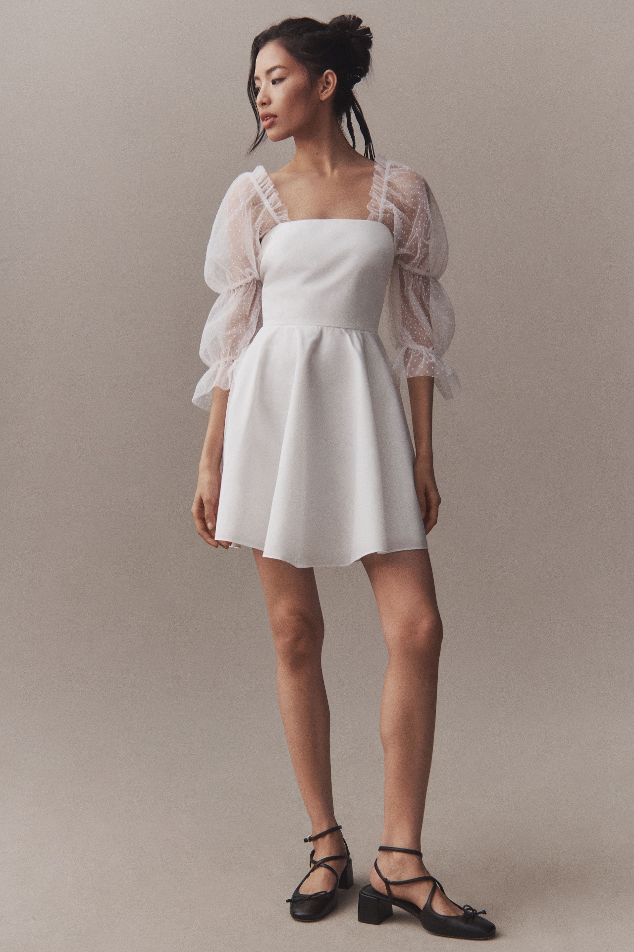 Amanda Uprichard Lalita Organza Puff-Sleeve Mini Dress