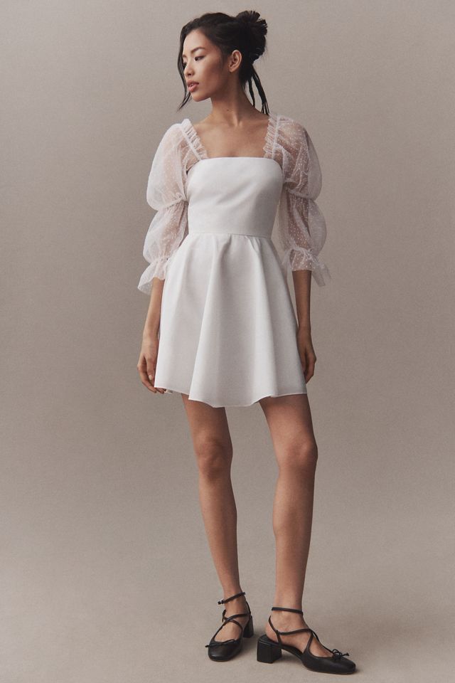 Amanda Uprichard Lalita Organza Puff-Sleeve Mini Dress #1