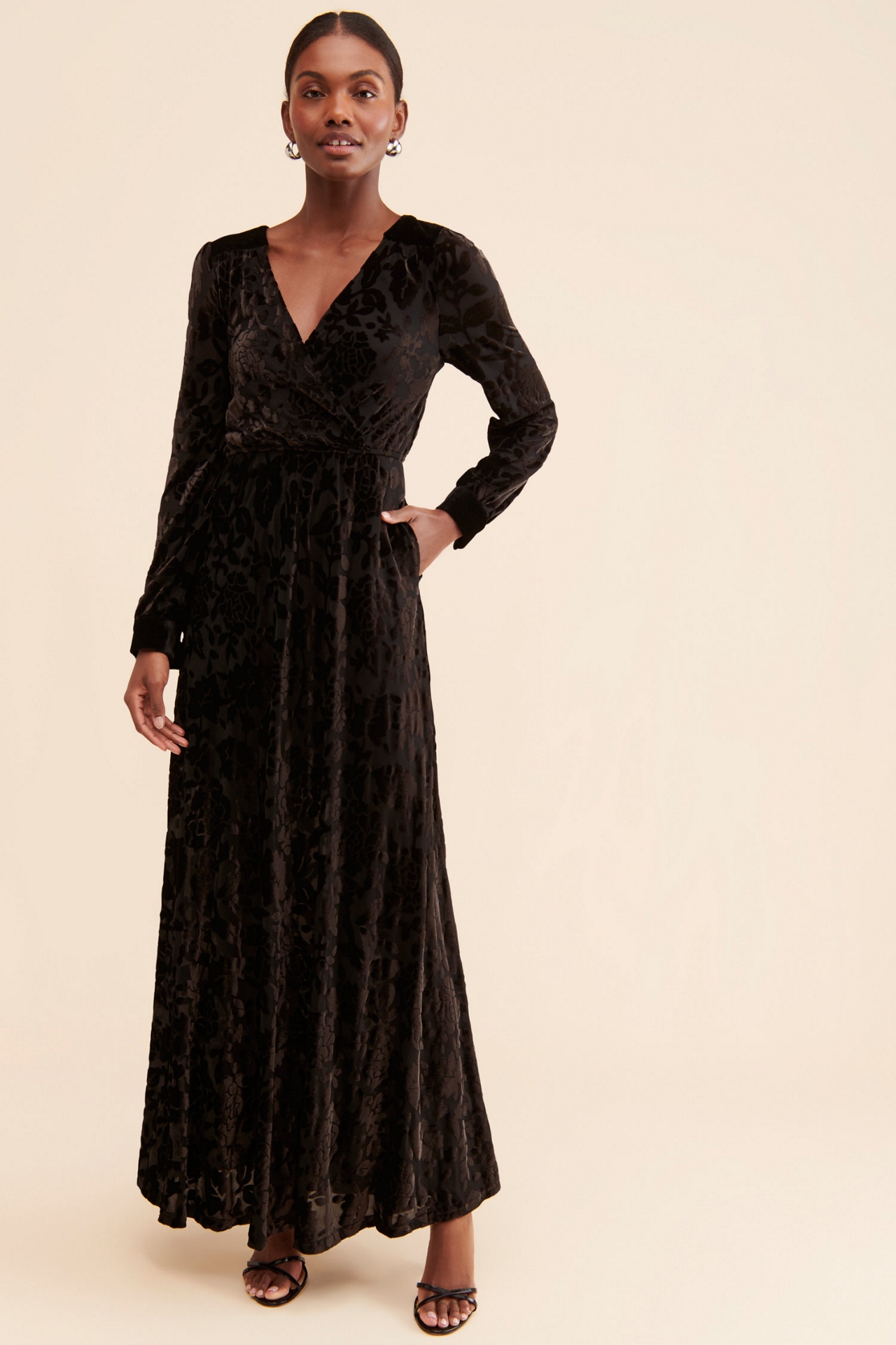 ModCloth Velvet Wrap Maxi Dress
