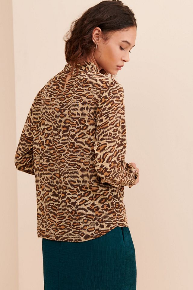 Amour Vert Silk Leopard Blouse #1
