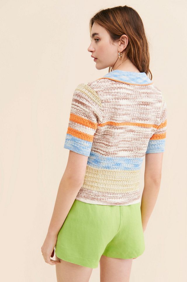 Flat White Zipper Knit Tee #1