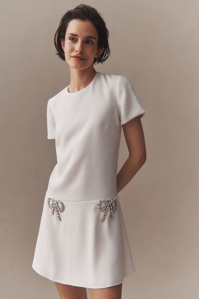Sachin & Babi Short-Sleeve Crystal Bow Mini Dress #1