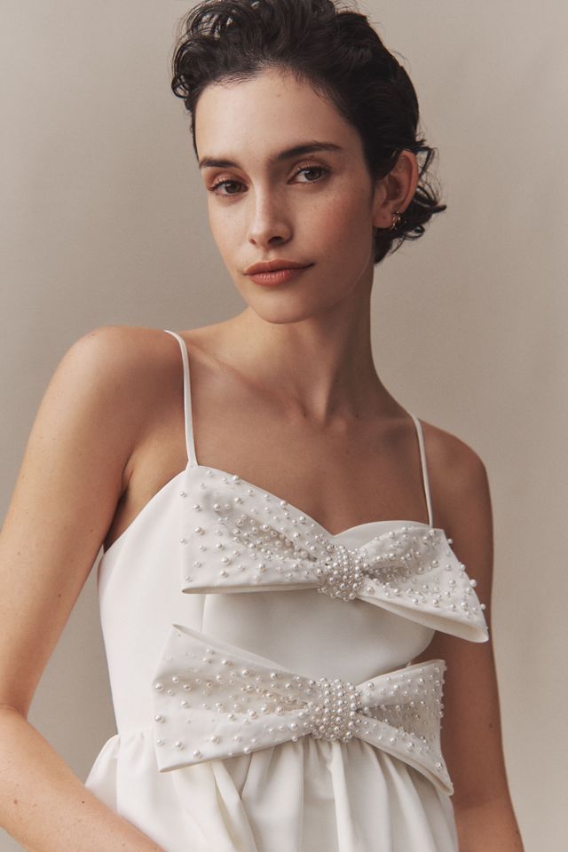 Sachin & Babi Sloane Taffeta Pearl Double-Bow Pleated Mini Dress #1