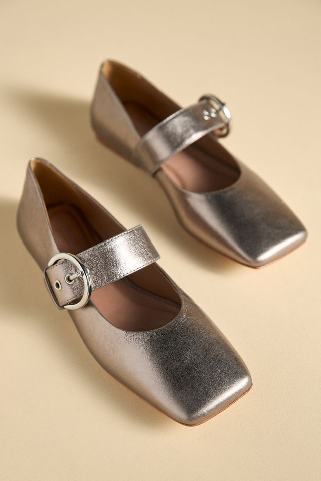 Square-Toe Mary Jane Flats #1