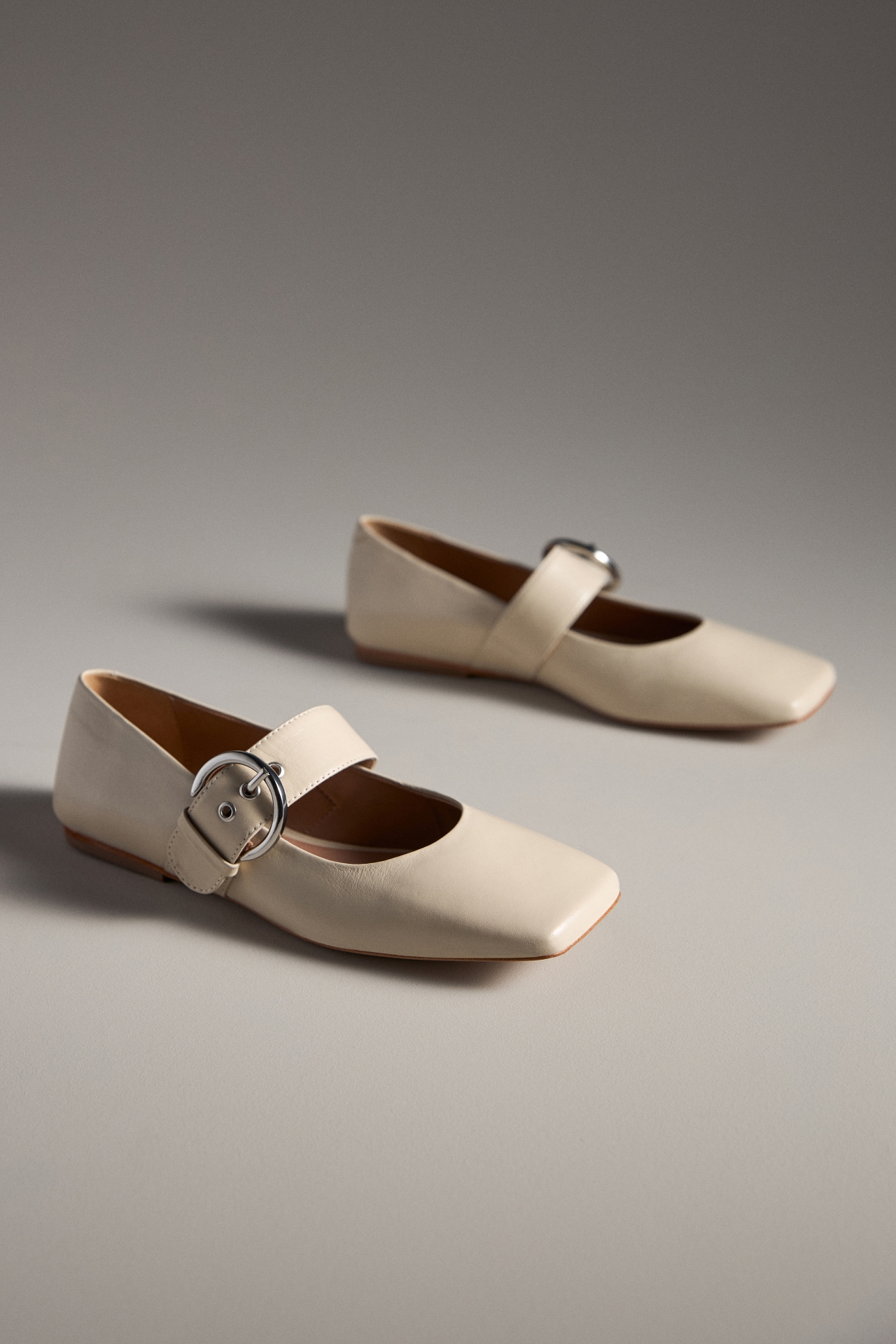 Square-Toe Mary Jane Flats