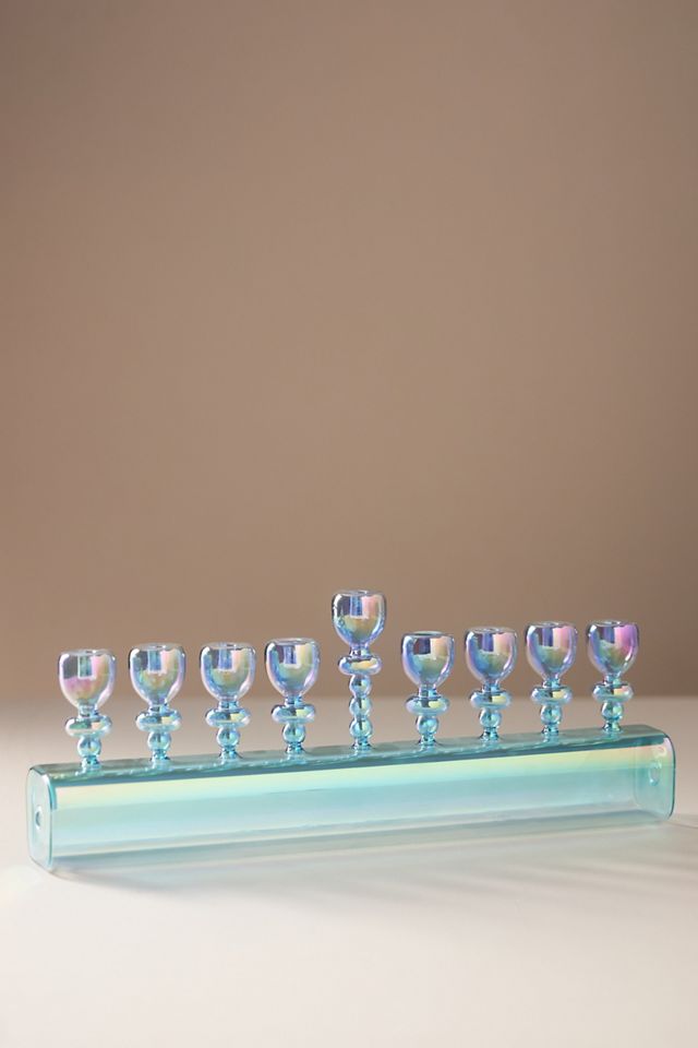 Iridescent Glass Menorah #1