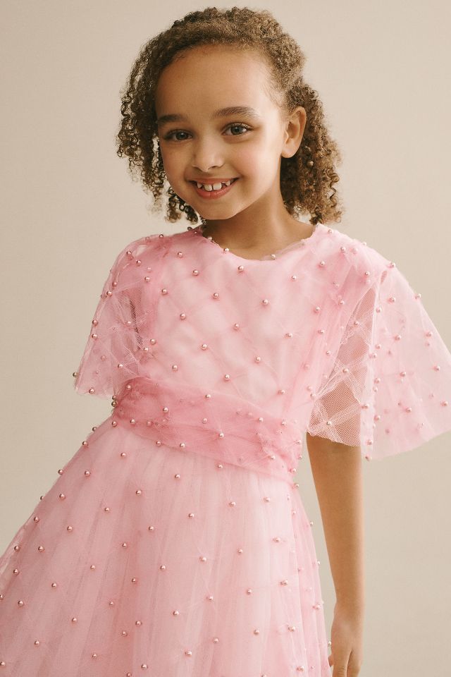 Gio Bespoke Madeleine Bea A Line Beaded Tulle Flower Girl Dress