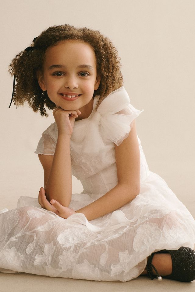Gió Bespoke Jolie Cap-Sleeve Tulle Bow Flower Girl Dress #2