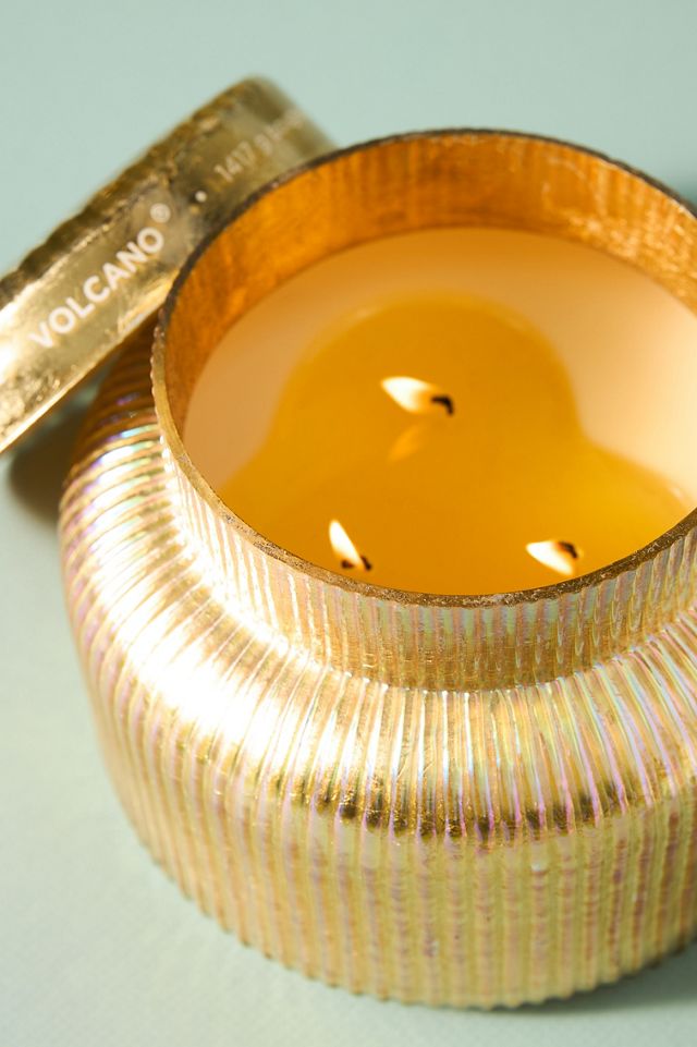 Capri Blue Volcano Gold Ribbed Jar Candle #4