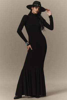 Norma Kamali Women's Long Sleeve Turtleneck Fishtail Gown - Elegant Fitted Dress With Flared Hem 9 thumbnail image
