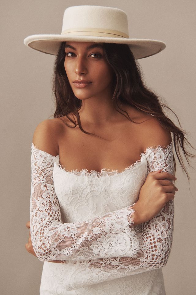 Wtoo by Watters Resa Off-The-Shoulder Long-Sleeve Lace Mermaid Wedding Gown #1