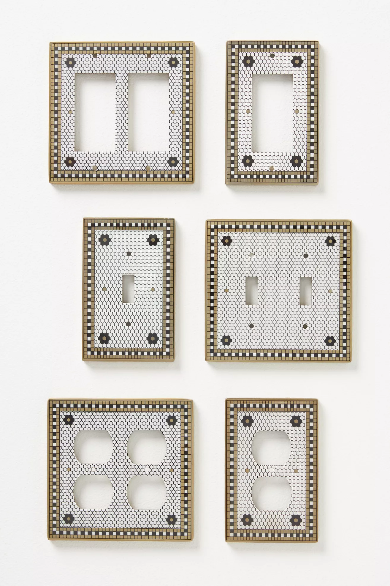 Bistro Tile 24k Gold Accent Single Toggle Switch Plate - thumbnail 2