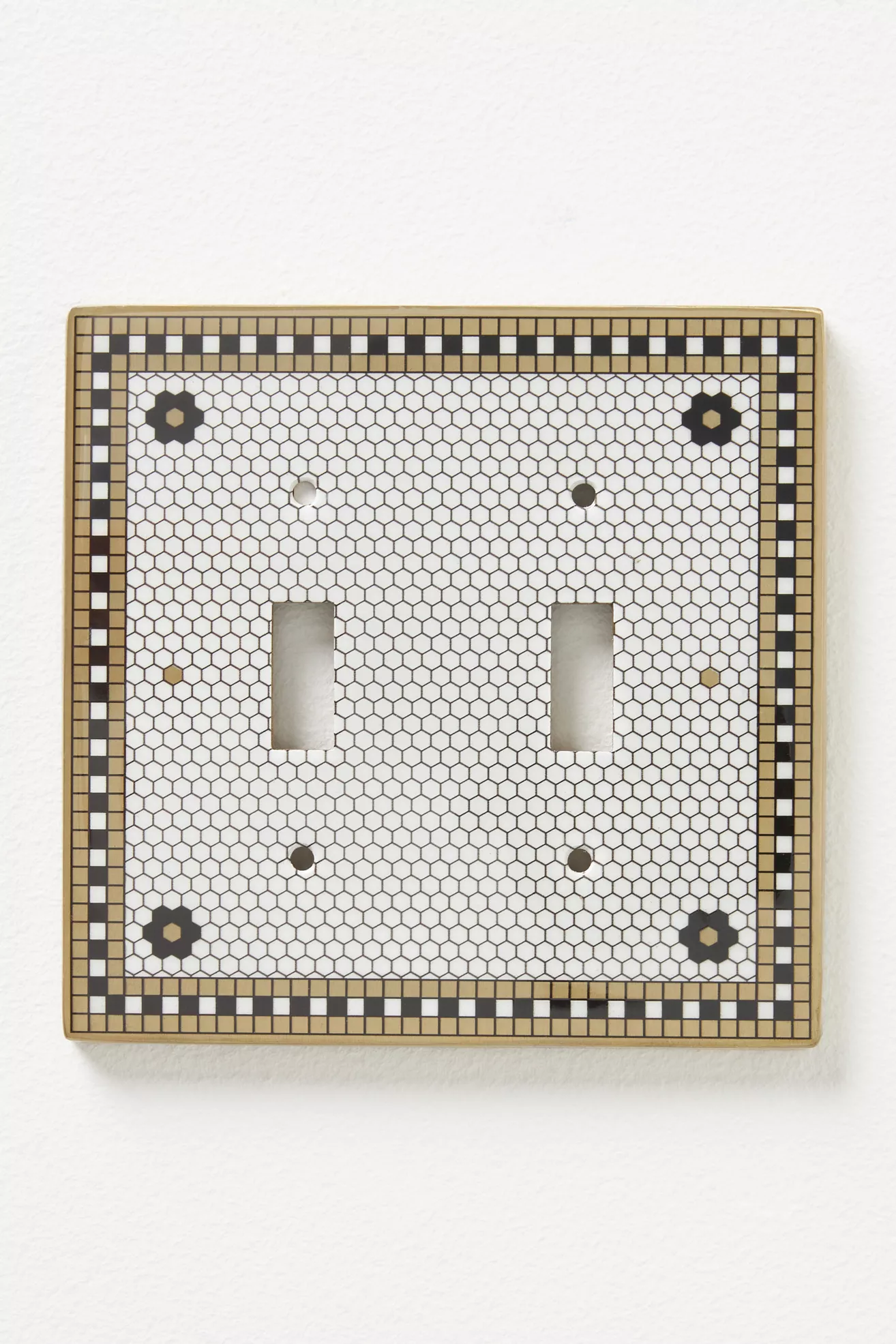 Bistro Tile 24k Gold Accent Single Toggle Switch Plate - thumbnail 4