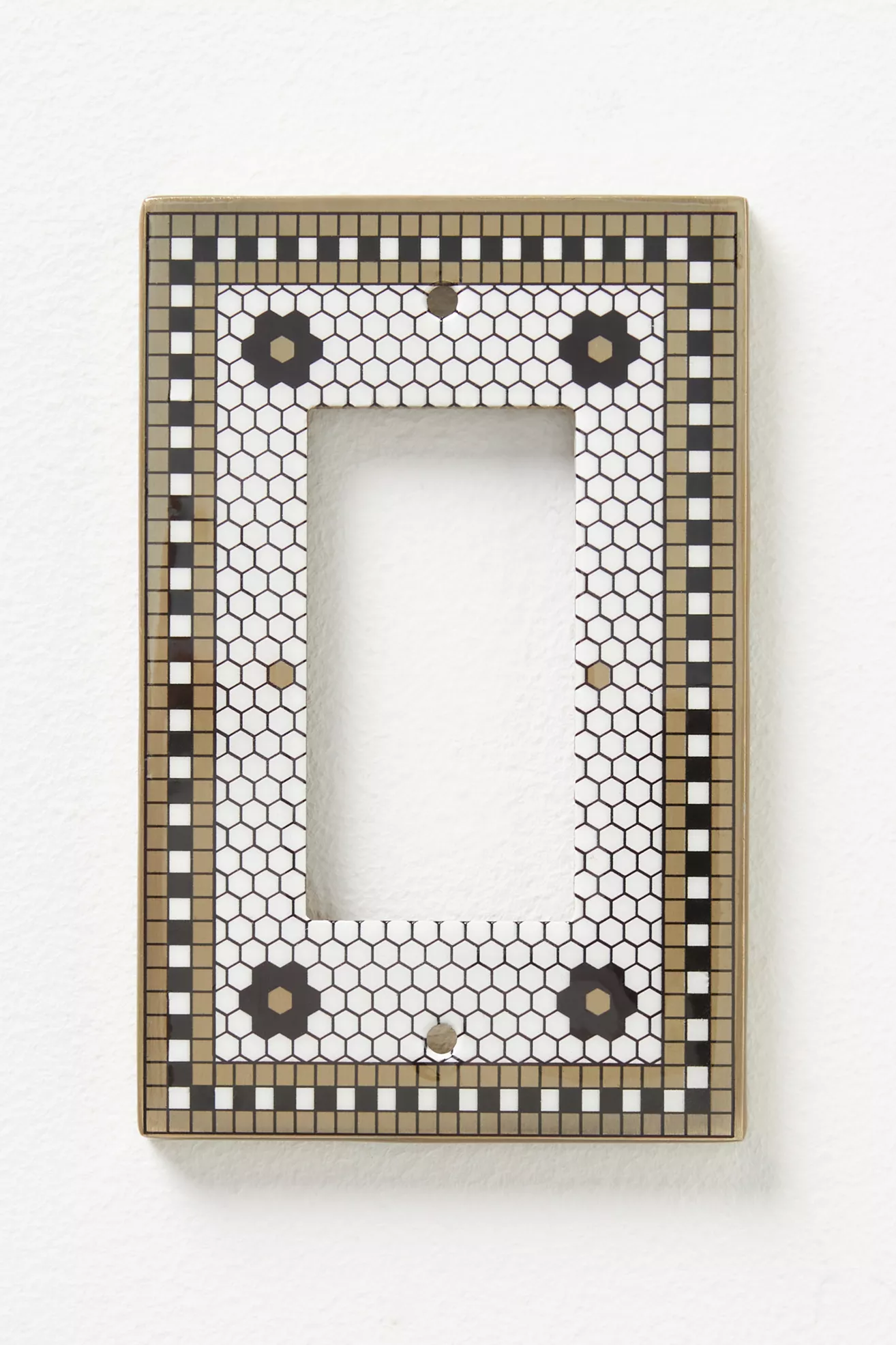Bistro Tile 24k Gold Accent Single Toggle Switch Plate - thumbnail 5
