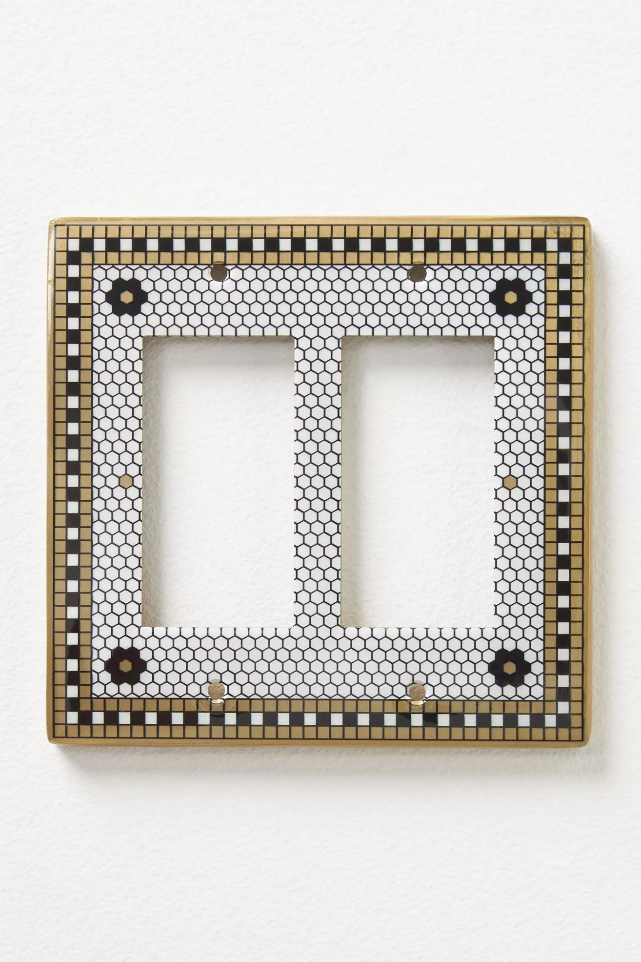 Bistro Tile 24k Gold Accent Single Toggle Switch Plate - thumbnail 6