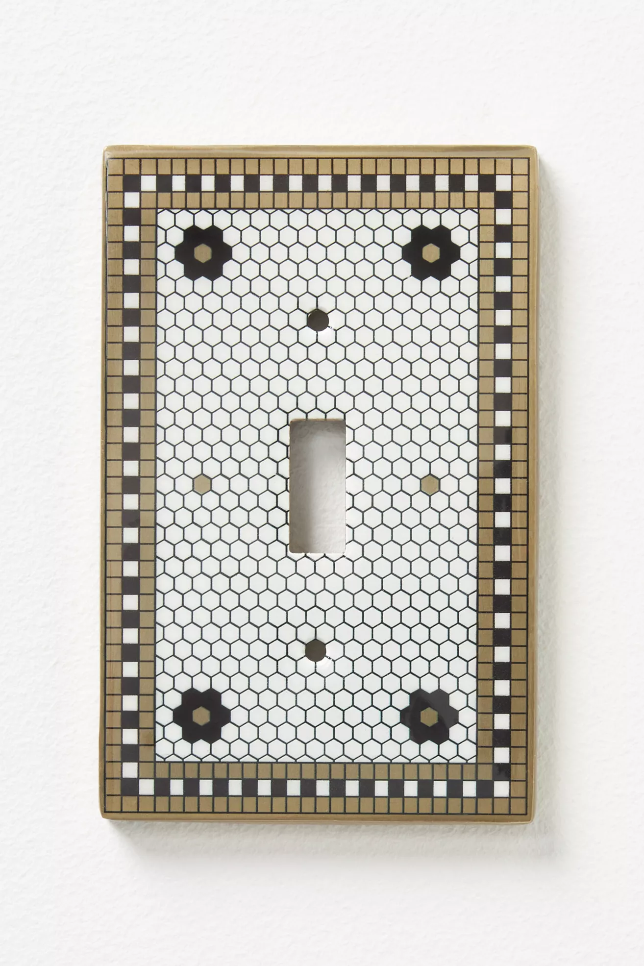 Bistro Tile 24k Gold Accent Single Toggle Switch Plate - thumbnail 3