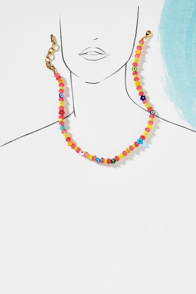 Logan Tay Colorful Flower Beaded Necklace #2