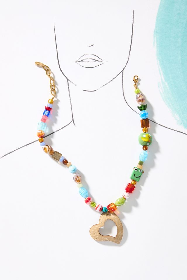 Logan Tay Beaded Heart Pendant Necklace #2