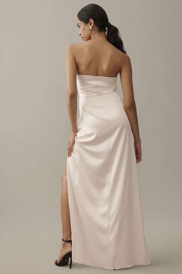 BHLDN Danielle Strapless Side-Slit Stretch Satin Maxi Dress #1