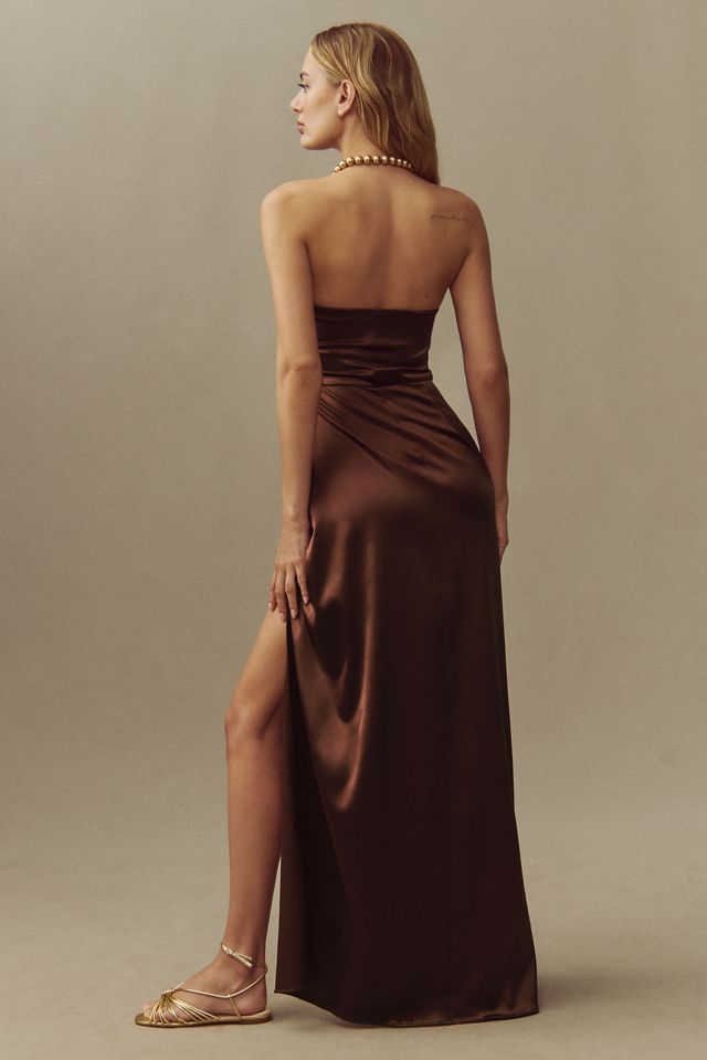 BHLDN Danielle Strapless Side-Slit Stretch Satin Maxi Dress #2