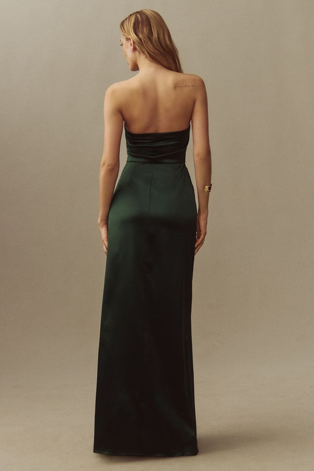 BHLDN Danielle Strapless Side-Slit Stretch Satin Maxi Dress #1