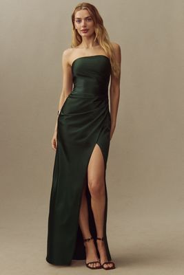 BHLDN Danielle Strapless Side-Slit Stretch Satin Maxi Dress