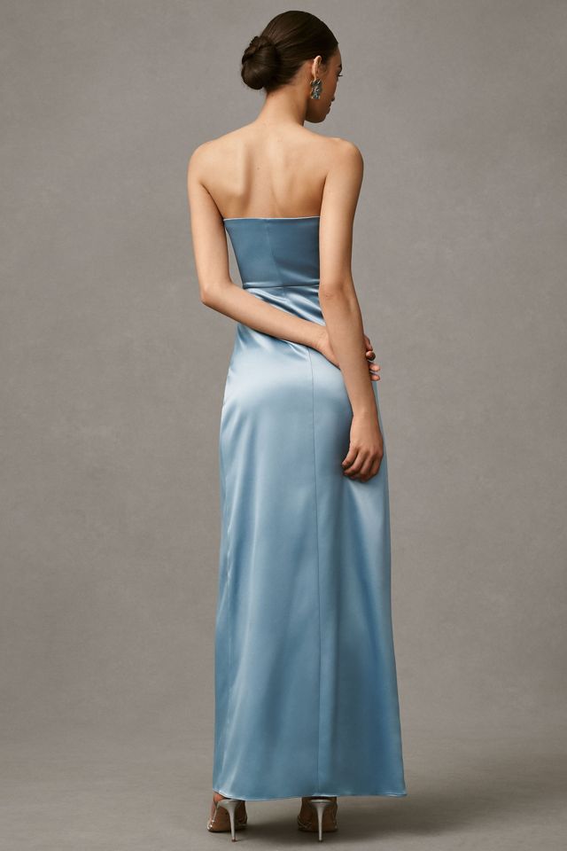 BHLDN Danielle Strapless Side-Slit Stretch Satin Maxi Dress #2