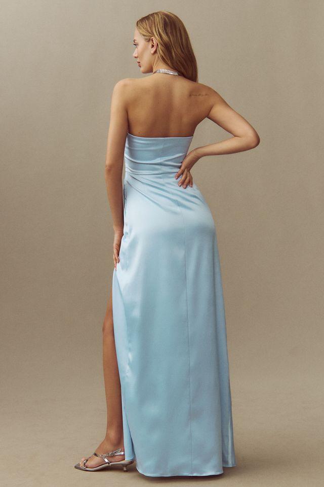 BHLDN Danielle Strapless Side-Slit Stretch Satin Maxi Dress #1