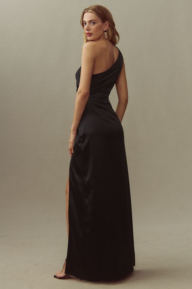 BHLDN Scottie One-Shoulder Side-Slit Stretch Satin Maxi Dress #1